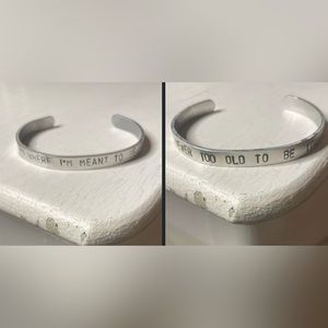 2 Silver Cuff Bracelets Engraved Positive Affirmations
